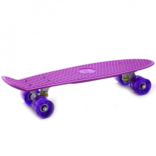 Пенни борд (скейт) со светящимися колесами. Бесшумный Penny Board фиолетовый (945855758)
