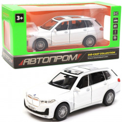 Машинка іграшкова Автопром BMW X7 метал, 16 см, білий, світло, звук, двері відчиняються (6612)