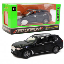 Машинка іграшкова Автопром BMW X7 метал, 16 см, чорний, світло, звук, двері відчиняються (6612)