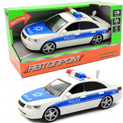 Машинка игрушечная Автопром «Полиция» белая со световыми и звуковыми эффектами 24х10х9 (7668ABC)