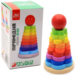 Розвиваюча іграшка дерев'яна пірамідка райдужна гора Fun Game 3+ (50046)