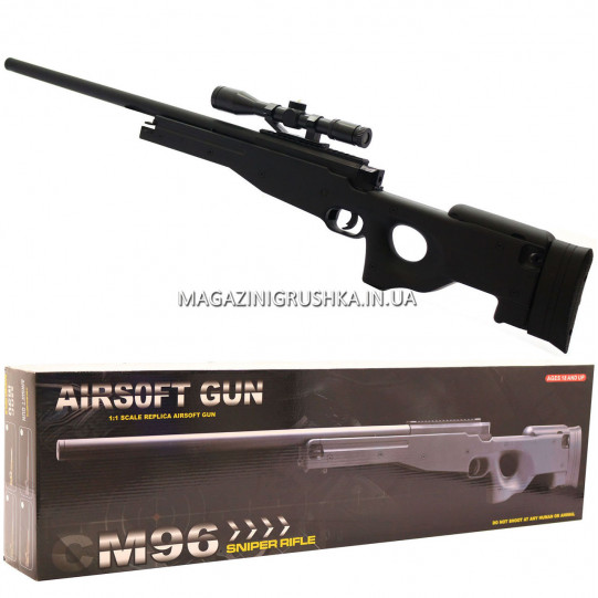Снайперская винтовка «Airsoft Gun», черная, 115 см, дальность стрельбы 50 м, скорость 95 м/с (M96)