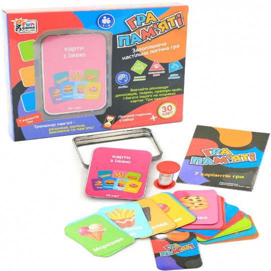 Настільна гра головоломка Fun game «Гра пам'яті» карти з їжею (карти з їжею) UKB-B0045