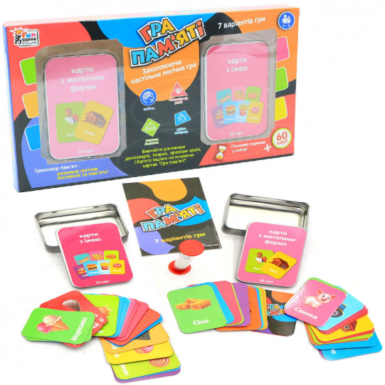 Настільна гра головоломка Fun game «Гра пам'яті» карти з їжею та жителями ферми (UKB-B0046)