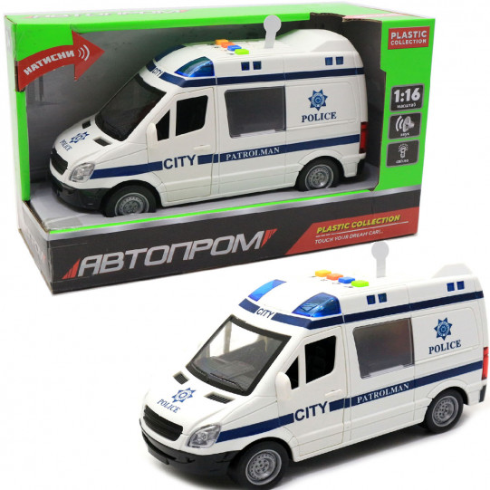 Машинка іграшкова Автопром Поліція біла зі світловими і звуковими ефектами, 22х8х12 см (7669ABCD)