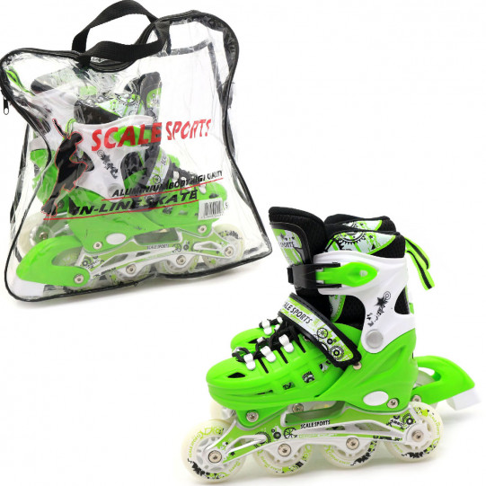 Дитячі ролики Scale Sports салатові в сумці (розмір 31-34, метал, що світяться колеса ПУ) +208000010548
