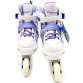 Детские ролики Scale Sports бело-фиолетовые в сумке (размер 35-38, металл, светящиеся колёса ПУ) LF601AM