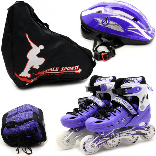 Ролики детские Scale sports с защитой фиолетовые, размер 35-38, металл-пластик, колёса ПУ (LF905)