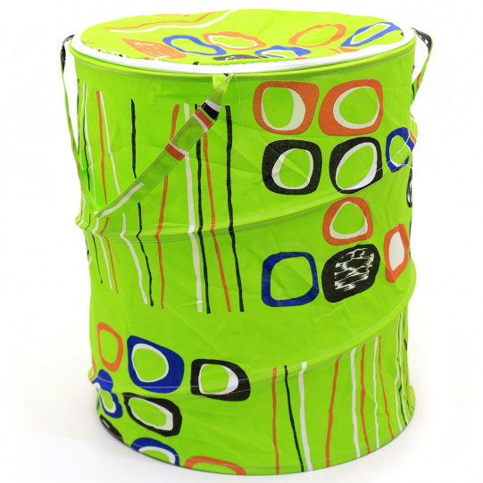 Корзина для игрушек зеленая с кружочками на молнии 45х49 см (1302)