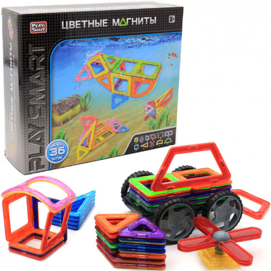 Магнитный конструктор Play Smart «Цветные магниты» 36 деталей (2466)