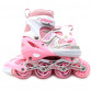 Ролики детские Happy Pink розовые, размер 34-37, металл, светящиеся колёса ПУ (518333674-M)