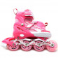 Ролики детские Happy Pink розовые, размер 34-37, металл, светящиеся колёса ПУ (1541065576-M)