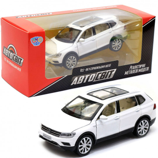 Машинка металева Автосвіт Джип Volkswagen Tiguan білий, світлові та звукові ефекти, 14 * 6 * 6 см (AS-2708)