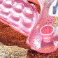 Надувне крісло-шезлонг для пляжу з ручками та підстаканниками Intex (Інтекс) 56831, 152*99см, рожеве золото