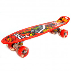 Пенни борд (скейт) красный со светящимися колесами. Бесшумный Penny Board, 56*14,5*10 см, (MS 0749-5)