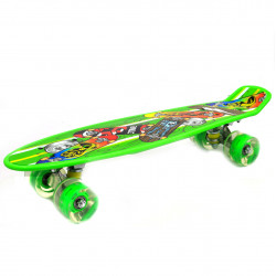 Пенни борд (скейт) зеленый со светящимися колесами. Бесшумный Penny Board, 56*14,5*10 см, (MS 0749-5)