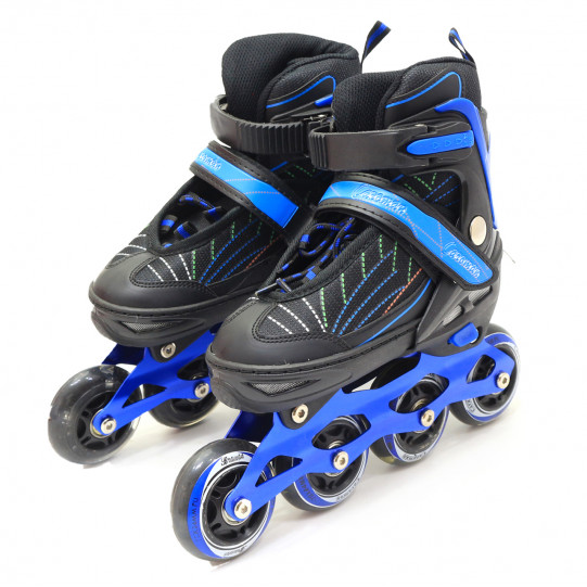 Роликовые коньки Caroman Sports, черно-синие, размер 34-37, металл, светящиеся колёса PU, (503752028-M)