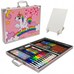 Детский набор для творчества с мольбертом, 120 предметов, краски, фломастеры, карандаши, мелки и т.д., (MK 4537-1)