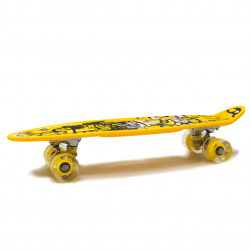 Пенни борд (скейт) желтый со светящимися колесами и ручкой. Бесшумный Penny Board, 59*16*10 см, (MS 0461-2)
