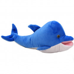 Мягкая игрушка плюшевый дельфин Kinder Toys «Морская братва», мех искусственный, синий, 48*12*15 см, (00593-4)