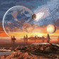 Картина за номерами ідейка «Космічна пустеля» з фарбами металік, 50x50 см, (КН9541)