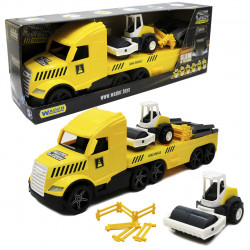 Машинка «Эвакуатор с катком» Wader Magic truck Technic желтая 78*27*18 см (36450)