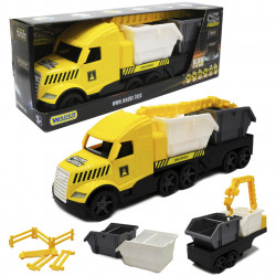 Машинка «Грузовик со строительными контейнерами» Wader Magic truck Technic желтая 78*27*18 см (36470)