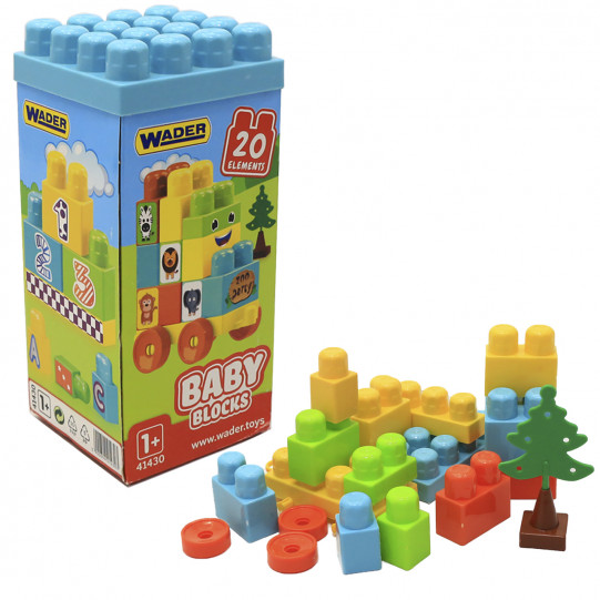 Конструктор «Мои первые кубики» Wader Baby Blocks, 20 деталей от 1 года 23*10*10 см (41430)