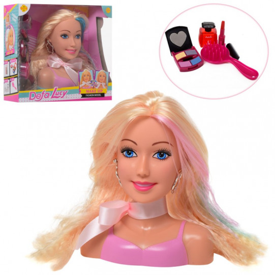 Кукла-манекен для причесок «Люси» Defa, голова для причесок и макияжа, расческа, косметика, 17*15*7 см, (8401)