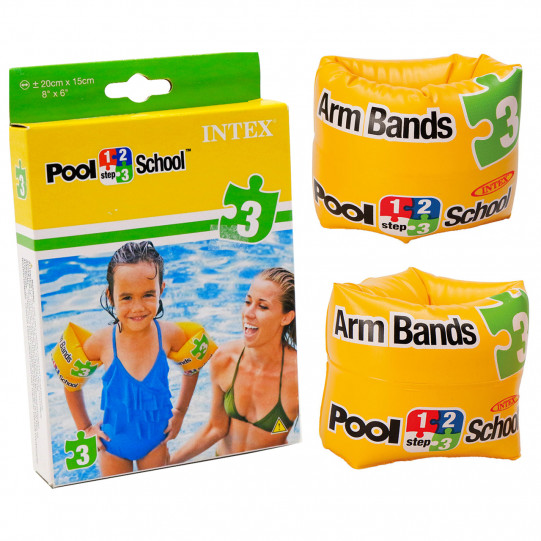 Дитячі нарукавники Intex «Школа плавання» Pool School Step 3, жовтий, від 3 до 6 років, 20 * 15 см (56643)