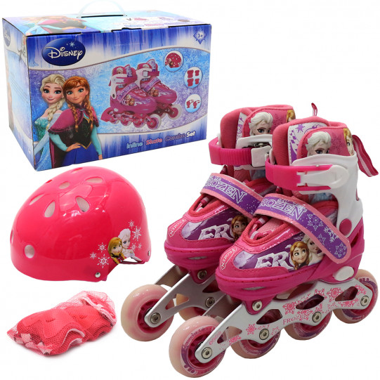 Ролики детские для девочки с защитой «Холодное сердце» размер 27-30, алюминий, светящиеся колёса PU 1859317378