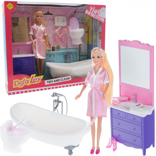 Набор игровой кукла Defa Lucy & Misil «Ванная комната», игрушечная мебель, аксессуары, 29 см, (8436)