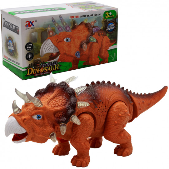 Игрушечный Динозавр «Трицератопс» Dinosaurs, ходит, световые и звуковые эффекты, 35*15*13 см, (854B)