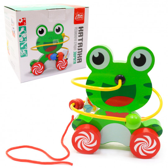 Іграшка розвиваюча для дітей Fun Game Звірятка Каталка Лабіринт Жабеня зелений  14*12*10 см (97783)