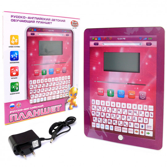 Дитячий навчальний планшет Play Smart, 32 функції, 9 ігор, рожевий, 24*19*1 cм, російсько-англійський (7321)