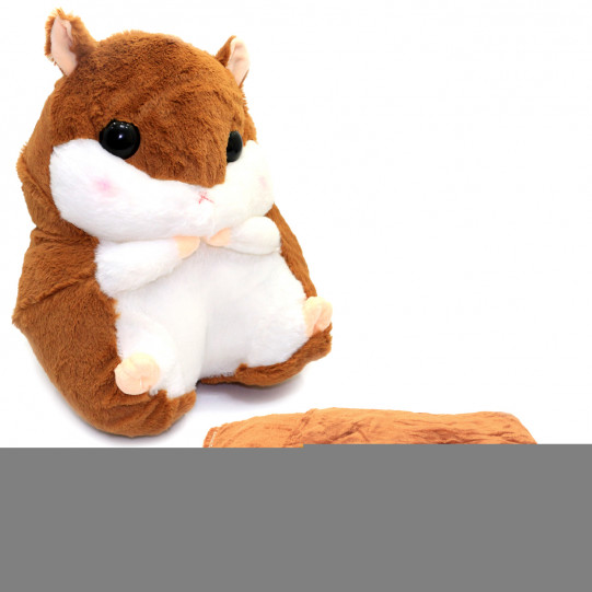 Мягкая игрушка-подушка Хомяк с пледом 3 в 1 коричневый 35*25*20 см (M11186)