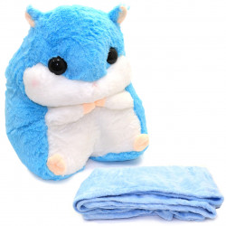 Мягкая игрушка-подушка Хомяк с пледом 3 в 1 голубой 35*25*20 см (M11186)