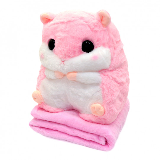 Мягкая игрушка-подушка Хомяк с пледом 3 в 1 розовый 35*25*20 см (M11186)