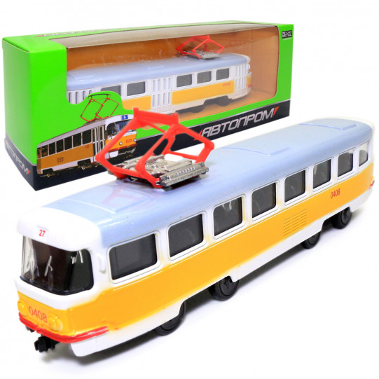 Машинка ігрова Трамвай «Автопром» металева моделька 16*6*3 см (6411B)