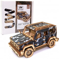 Деревянный 3D конструктор Джип Охотник UnityWood «Jeep Hunter» 176 деталей 19,5*11*9 см (UW-007)