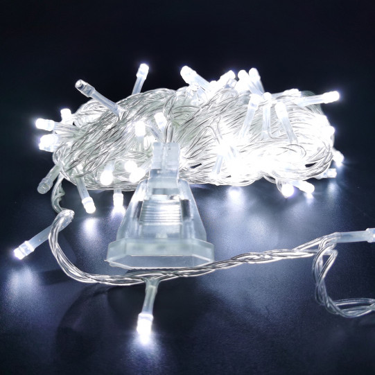 Гірлянда світлодіодна нитка Novogod'ko, 100 LED, холодний білий, 5 м, мерехтіння, коннекто