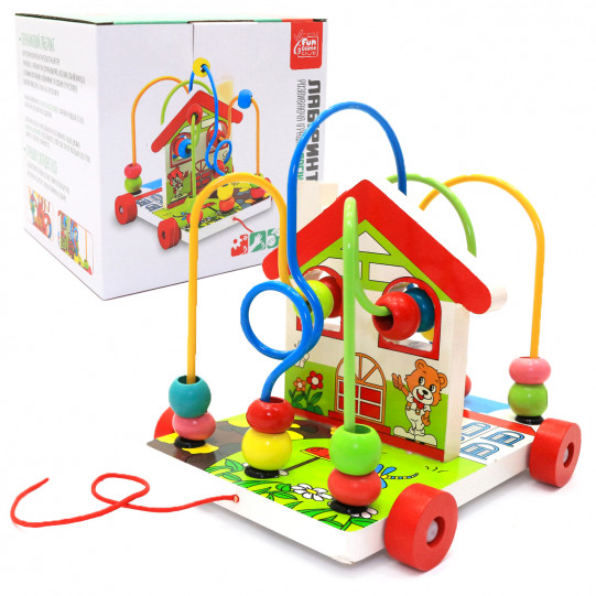 Іграшка розвиваюча для дітей Fun Game Каталка-Лабіринт Будинок 18*14*16 см (14083)