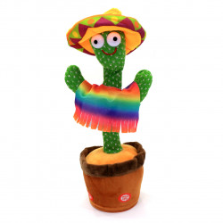Мягкая интерактивная игрушка-повторюшка танцующий Кактус Мексиканец и поющий зеленый 34 см (0613-27)