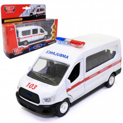Машинка игровая Скорая помощь «TechnoPark» Ford Transit белый 12*5*4 см (SB-18-18-A-W-WB-N)