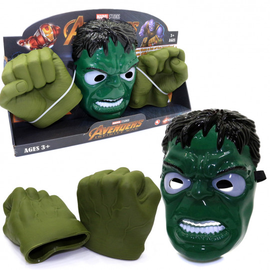 Ігровий набір маска та рукавички Халка Marvel Avengers Hulk аксесуари Марвел світло 43*27*8 см (B0447)