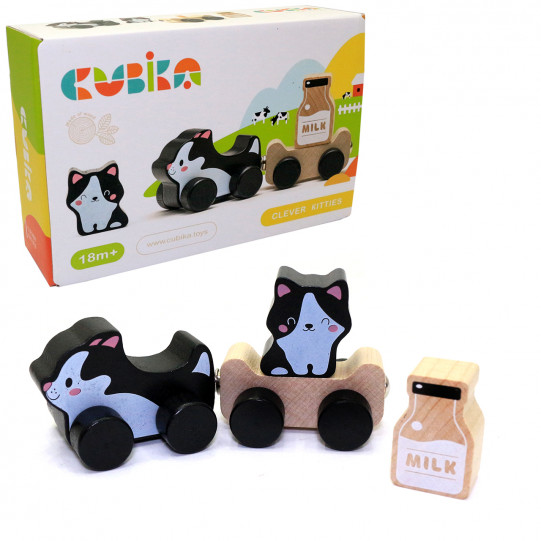 Дерев'яна іграшка «Веселі кошенята» Cubika 4 елементи 15*6*5 см (15450)