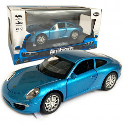 Машинка іграшкова Porsche Carrere 911 S «АвтоЕксперт» Порше каррере 911 s,  метал, синя, підсвітка фар, звук, інерція, відкр. двері, капот, 15*6*5см, 80111