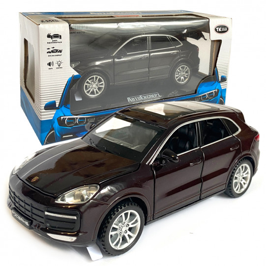 Машинка игровая Porsche Cayenne «АвтоЕксперт» Порше каен, металл, коричневая, подсветка фар, звук, инерция, открываются двери, капот, 15*6*4, 24705