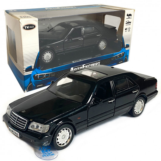 Игрушечная машинка металлическая Mercedes-Bens W140 (Мерседес-Бенц W140) «АвтоЕксперт», черный, батар., свет, звук, откр.двери, инерция, от 3 лет, 15*6*5 (LF-43189)