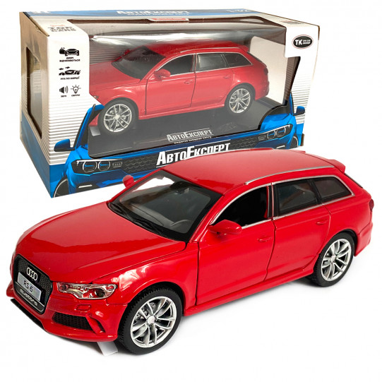 Игрушечная машинка металлическая Audi RS 6 quattro (Ауди RS 6 кватро) «Автоексперт», красная, батар., свет, звук, откр.двери, от 3 лет, 15*6*5, (81432)